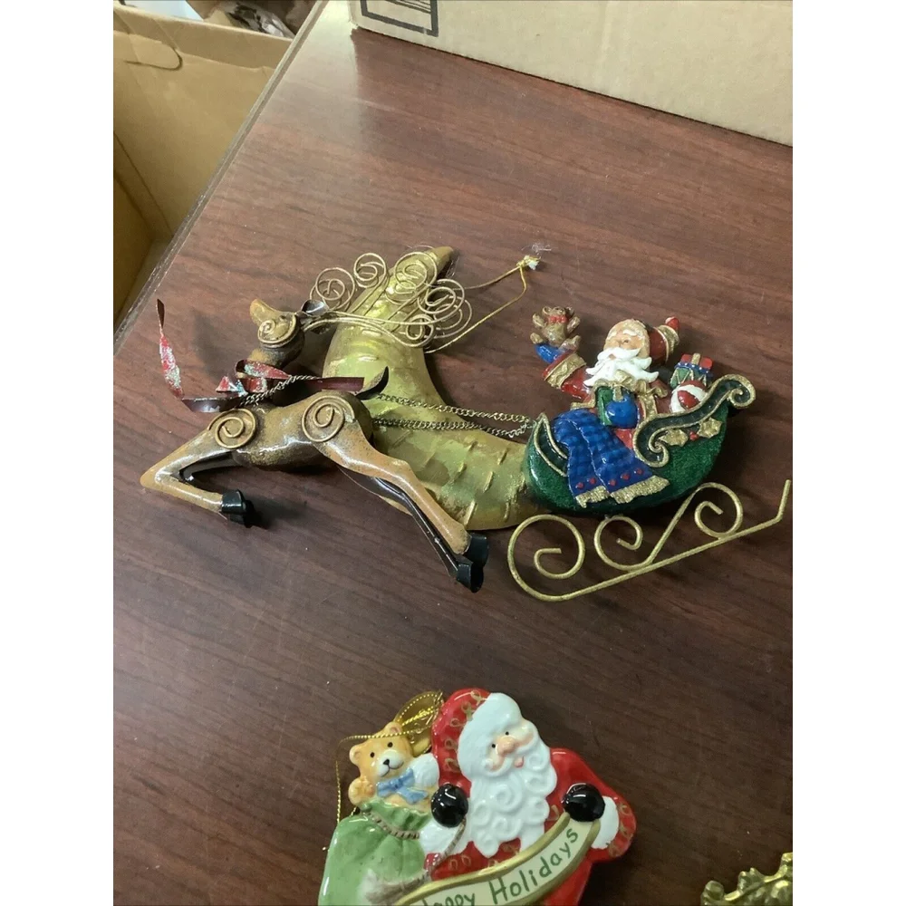 Lot of 4 Wonderful Vintage Assorted Santa Claus Christmas Tree Ornaments